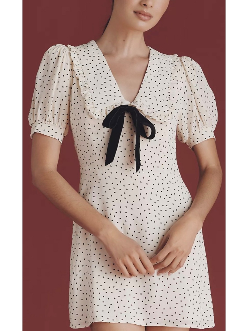 Reformation Kaylia Puff-Sleeve Mini Dress Sz 10